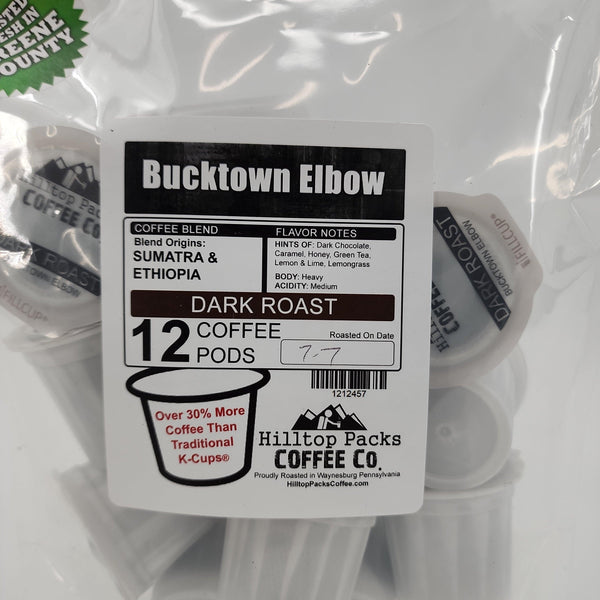 12 Coffee Pods - Bucktown Elbow - Hilltop Packs Coffee LLC