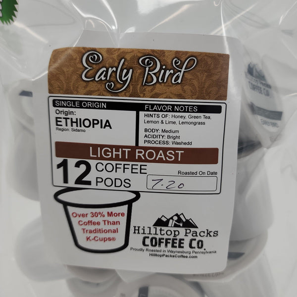 12 Coffee Pods - Early Bird - Hilltop Packs Coffee LLC